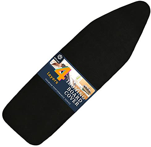 SAVUK Ironing Board Cover and Pad with Standart Size 15 X 54, Adjustable Elastic Edge Fit, Extra Thick Padding, Heat Reflective, Non Stick Scorch and Stain Resistant (Black, 15 X 54)