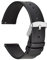 WOCCI 22mm Dünne Flache Leder Uhrenarmband für Smartwatch mit Silberner Schnalle (Schwarz)