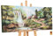 YS-Art Abstrakt Acryl Gemälde auf Leinwand Wasserfall handgemalt Wandbilder Wohnzimmer modern Wohndekor Bilder Büro Haus im Wald Bach grün echte Kunst 140x70 cm