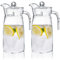 Hacaroa 2 Pack Clear Plastic Pitcher with Lid, 1.3 L Square Water Carafe with Handle, Iced Tea Pitcher Beverage Containers for Juice, Sangria, Lemonade, Heat-Resistant, Shatter-Proof