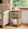 Hallowood Furniture Oak Side Table, Solid Wooden Light Oak Magazine or Coffee Table with Storage and 2 Shelves, Compact and Perfect for Living Room or Bedroom