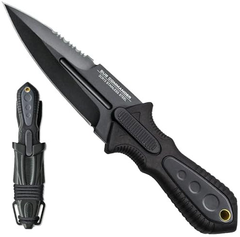Combat Sub Commander Next Generation Stiefelmesser - Double Edge Blade 3Cr13 Edelstahl Stiefel Messer, Anti-Rutsch-Griff, Stiefel & Jacke Verdeckbares Messer, Outdoor- & Survival Ausrüstung