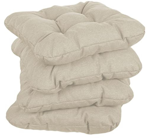 Gutekissen Cuscino trapuntato per sedie/panche per casa e giardino Cuscino per giardino Cuscino per sedile Molti colori PI1 (45x45, Crema, 4)