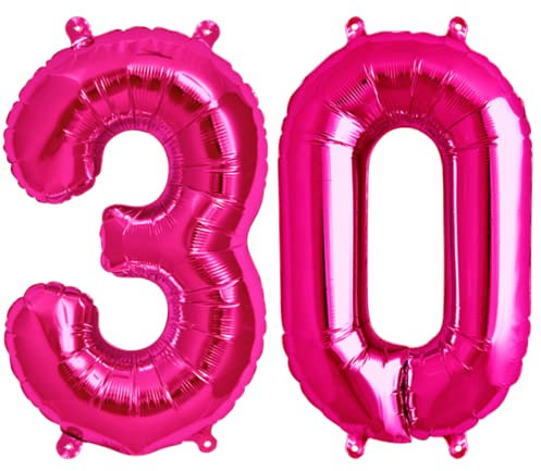 XXL Zahlen Folienballon 30 Zahl Pink Rosa Ballon Geburtstag Deko 30 Jahre 100cm Kindergeburtstag Jubiläum 30. Party Feier girl Dekoration (Zahl 30)