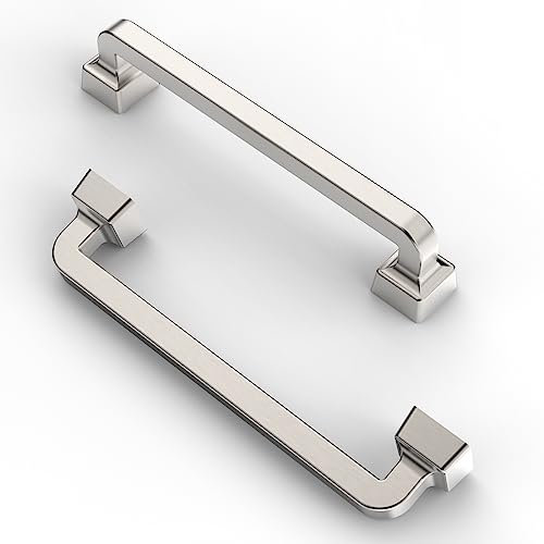 FURNIWARE Cabinet Handles,10 Pack Brushed Nickel Hardware Drawer Pulls,Zinc Alloy Kitchen Cabinet Door Handles Pull,128mm(5 Inch) Hole Center