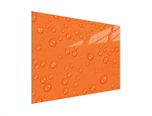 DarHaus Couvercle pour plaque de cuisson universelle en céramique, à induction, Planche à découper en verre 40 x 30 cm, protection anti-éclaboussures, plaque en verre, cuisine, Gouttes Orange