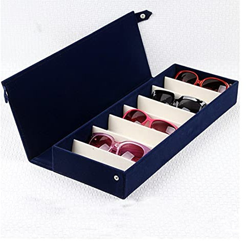 Brillenhalter Gläser Samt Aufbewahrungsanzeige Gläser Fall 8 Slot Grids Brillen Sonnenbrille Gitterständer Fall Kasten Halter Brille Organizer Sonnenbrillen Präsentationsständer ( Color : Navy blue )
