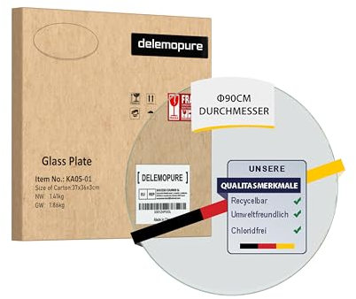Glasplatte Rund Ø 90cm Durchmesser Transparent - Glasscheibe aus gehärtetem Tischplatte aus Sicherheitsglas Glas - Ideal als DIY Glastisch Tisch Glas Platte