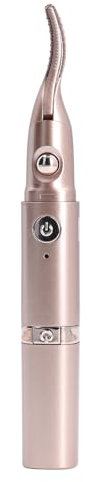 Elektrisch Beheizter Wimpernzange, 2-in-1-Trimmer und Lockenwickler, über USB Wiederaufladbar, Schnell Erhitzend, Kompakter Tragbarer Mini-Lockenwickler, Elektrischer (Gold)