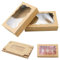 DAKLUNAR Lot de 20 Boite Papier Kraft Marron avec Fenêtre Transparente Boite Gateau 17,8 x 11 x 3,8 cm Boite Pâtisserie pour Cookies Cupcakes Pâtisserie et Tarte Emballage à Emporter