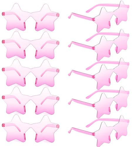 BOUBONI Occhiali Da Sole A Forma Di Stella Occhiali Da Sole Senza Montatura A Forma Di Pentagramma Occhiali Da Festa Per Le (10, Light Pink)