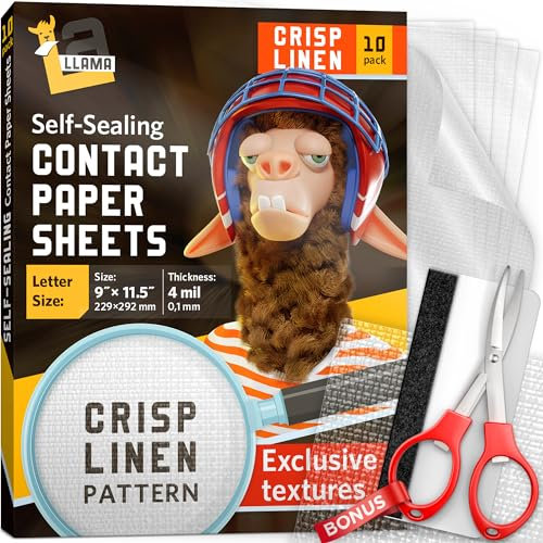 Mattes, transparentes Kontaktpapier, selbstklebende Laminierblätter, 21,6 x 27,9 cm, knackiges Leinen-Finish, selbstklebende Kontaktpapierbögen, 22,9 x 29,8 cm, 4 mm dick, 10 Stück