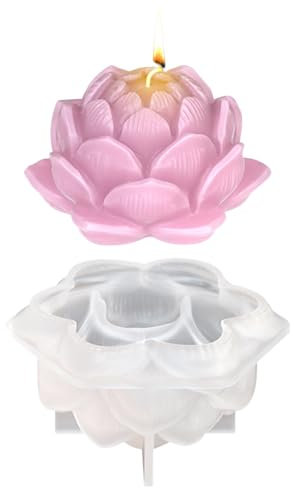 Moldes de silicona para velas, moldes de silicona para fundición de flores de loto velas moldes de silicona moldes de silicona para fundición de loto velas de yeso para fundición moldes de silicona