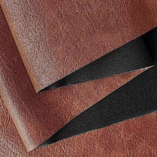 ONEART | Kunstleder Stoff Meterware, Lederimitat für Handwerk Dekor, weiche Körnung Polsterung Stoff, 91×135 cm-Dunkelbraun