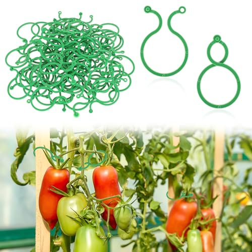 Giantree 100Pcs Plant Support Clips for Climbing Plants Outdoor, Garden Flower Plastic Vine Clips Flower Lever Loop Gripper Fixing Clips Secured Garden Plant Clip for Support Vines Stalks Grow Upright