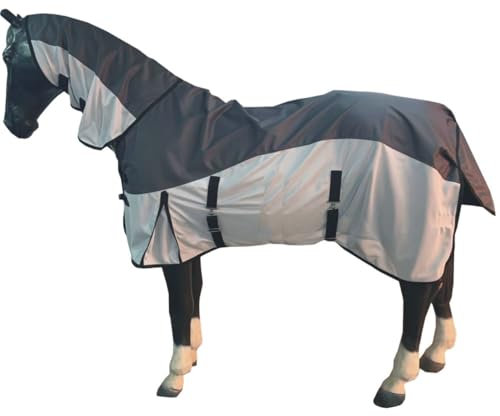 eQuitack Your Passion Is Our Mission Regendecke Fliegendecke 600D Wasserdicht BLAU & GRAU 2-in-1 Grau - 145cm