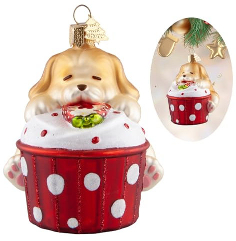 HZYC Cupcake Weihnachtsbaum Ornamente, Hand-geblasene Glas Ornamente, Cockapoo Sammlung Figur hängende Ornament, Weihnachtsdekorationen für Tierliebhaber Holiday Birthday