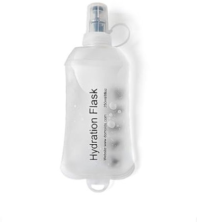 LAWALEISHE Foldable Running Water Bottles, Soft Flask, TPU Folding Soft Water Bottle Hydration Flask for Cycling Hiking Climbing and Travel (White, 250ml)