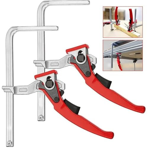 Hebelzwinge,Tischzwinge,Führungsschiene Zwinge,2 Stück Ganzstahl mit Hebelgriff,200mm Kapazität und 60mm, Schnellverschlussmechanismus,eine Sekunde zum Lösen der Befestigung zum Schleifen, Schneiden