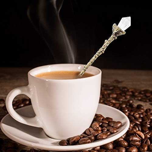 Cucchiaio Vintage, Cucchiaio da Dessert per Torta retrò, Bronzo Rosso, Cucchiaio da caffè in Pietra Preziosa di Bronzo Verde con Pietra Preziosa Trasparente, Materiale in (Ottone