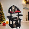 Mekidulu Gothic Cat Tree, 55.1 Tall Halloween Cat Tower with Top Perch, Cozy Caves, Spider Hanging Balls, Scratching Post and Ladder, Black Halloween