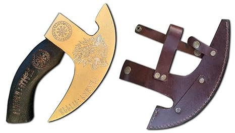 Novahaven Fenrir's Fury Gold Pizza Cutter Axe - Unleash the Savage Precision of the Wolf ! Dominate Every Slice with Unmatched Power - Un outil légendaire pour les chefs d'élite, les pizzas Warriors