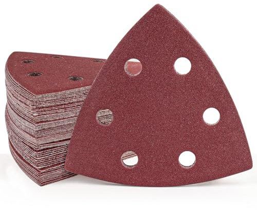 60PCS Sanding Pads, Mouse Sander Pads 10x60/120/180/240/320/400 Grits, 6 Holes Hand Sander, Sander for Walls and for Mouse Sander, Sandpaper for Wood, Metal, Plastic