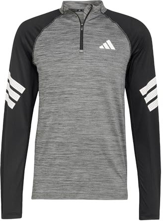 adidas Icon 3-Stripes 1/4-Zip Long-Sleeve Top, Recycled Polyester, Black