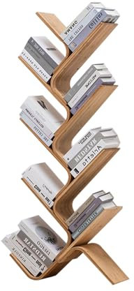 Modernes Bambus-Bücherregal, Nizer, Aufbewahrungsregal für Bücher, CDs, bodenstehend, hohes Bücherregal für Zuhause, Büro, Allzweckregale