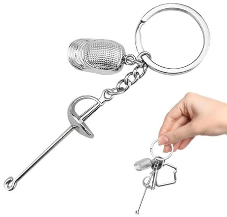 Generisch Schlüsselanhänger Mit Fechten | Zaun | Säbel | Metall | Unisex-Erwachsene | Braun