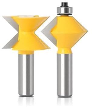 2Pcs 90 Degree V Design Tingue Groove Edge Banding Router Bit Set Groove Chisel Cutter Tool For Woodworking Milling Cutter(12mm shank)