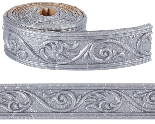 CRASPIRE Moldura de Corona Gris Claro 3D Moldura Flexible Despegable Y Adhesiva Borde de Moldura Tira de Espuma para Marco de Espejo Zócalo Líneas de Pared Autoadhesivas para Techo Hogar Cocina Baño