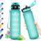 Gourde Sport 1L, Bouteille Réutilisable, Gourde avec Paille et Marqueur de Temps, Gourde sans BPA, Bouteille Sport Étanche, Bouteille d'eau pour Sport, Bureau, Fitness, Randonnée, Yoga, Camping