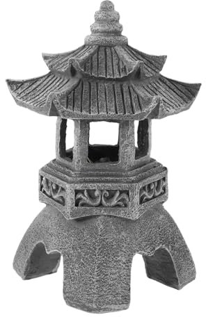 Toyvian Dekorative Lampe Asiatischer Garten Zen Asiatische Statue Asiatische Solarlaterne Für Den Außenbereich Gartenstatue Japanische Heimdekoration Statue Harz Grau