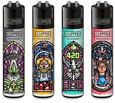 Clipper Feuerzeuge Church Windows (4er Set), Neue Motive 2025