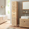 [en.casa] Meuble Colonne de Salle de Bain avec 2 Portes à Fermeture Magnétique 3 Tiroirs Armoire Haute Design Scandinave pour Toilettes Cuisine Bambou 180 x 35 x 35 cm Naturel