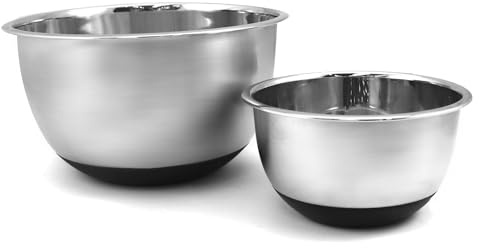 Fackelmann Set di 2 ciotole da cucina, per impastare, lavare, miscelare, ciotole per alimenti in acciaio inox con base antiscivolo in silicone, dimensioni Ø18 cm e Ø26 cm
