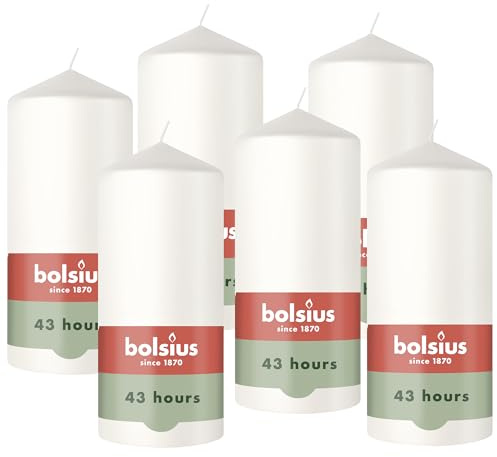 Bolsius – Essentials – glatte Stumpenkerze – weiß – 13 cm – Ohne Palmöl