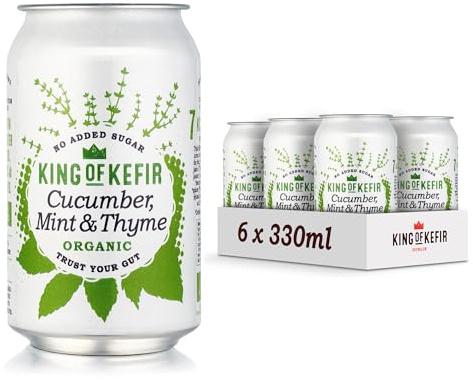King of Kefir Cucumber Mint - Water Kefir Drink – Organic - Vegan - Gluten-Free - 6 x 330ml Cans
