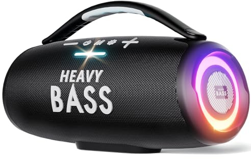 Speakers Bluetooth Wireless: 80W Loud Speaker with Bass, 20H Playtime, IPX6 Waterproof, Large Jobsite Speakers for Work (Black, Large)