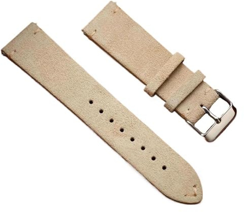 MEMEM Uhrenarmband aus Wildleder, 16 mm, 18 mm, 20 mm, 22 mm, Schnellverschluss, Vintage, handgefertigt