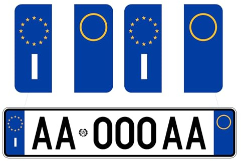 4 Adesivi targa Auto Italiana Europea Anteriore e Posteriore