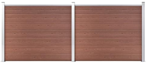 Zaunelement Set WPC 353x146 cm Braun, Gartenabgrenzung mit Holzmaserung, langlebiges Sichtschutzzaun für Privatsphäre und Sicherheit im Außenbereich