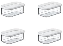 Mepal - Vorratsbehälter Modula 4-teiliges Set - Aufbewahrungsboxen mit Deckel - Küchenorganizer & Vorratsboxen - Stapelbar & Luftdicht - 4x 425 ml - White