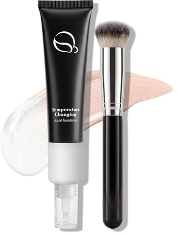 Jutqut Color Changing Foundation für Reife Haut-Farbwechselnde Foundation | Leichte Textur, Feuchtigkeitsspendend & 24h Halt, Hautton Anpassend, Wasserfest & Wischfest, Samtig-Cremige Textur