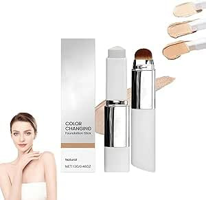 Fond de Teint Stick 2-en-1 Clarivelle – Auto-Adaptatif & Hydratant, Couvrance Modulable, Fini Naturel et Radiant, Pinceau Intégré, Portable – Pour Tous Types de Peau (Brun Moyen-1)