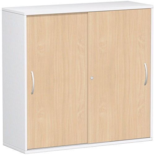 Gera Möbel Schranksystem Flex Schiebetürenschrank, Holzdekor, buche/weiß, 120 x 42.5 x 118.2 cm