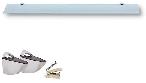 Euro Tische Mensola da Parete in Vetro 90x17.8cm, per Bagno e Doccia, Con Vetro di Sicurezza Temperato 6mm, Varie Misure (Bianco)