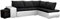 mb-moebel Ecksofa mit Zwei Hocker Sofa Eckcouch Couch mit Schlaffunktion und Bettkasten Ottomane L-Form Schlafsofa Bettsofa Polstergarnitur - 265x280x88cm - BELGRAD (Ecksofa Rechts, Schwarz + Weiß)