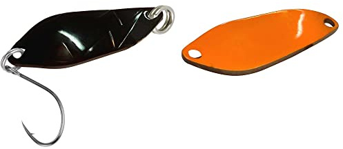 FTM Spoon Strike 2, 1g - Blinker zum Spinnfischen auf Forelle, Forellenblinker zum Angeln am Forellensee, Forellenköder, Farbe:schwarz/orange